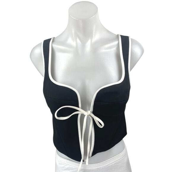 NEW Rumored Black Open Tie Front Sleeveless Cami Camisole Crop Vest Tank Top S - Picture 1 of 4